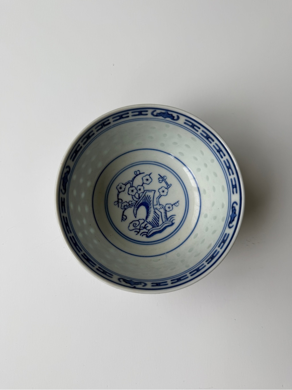 Blue & White Porcelain Dish with Leaf Motif - Made in China